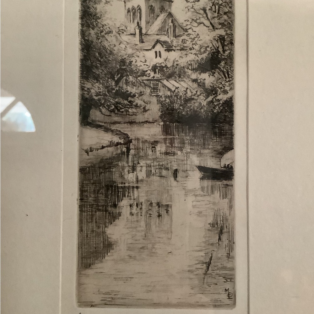 Antique Framed Etching - Picture 3 of 7